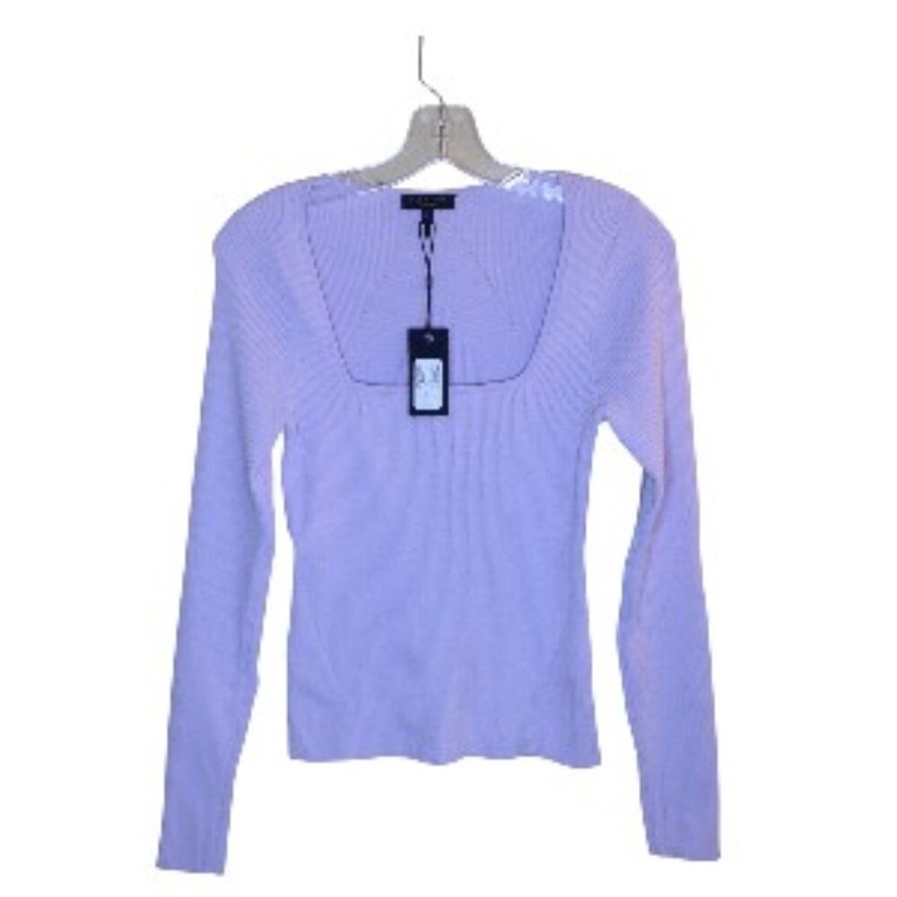 Rag & Bone Asher Square Neck Long Sleeve Top Lavender Medium (See Note) NWT
